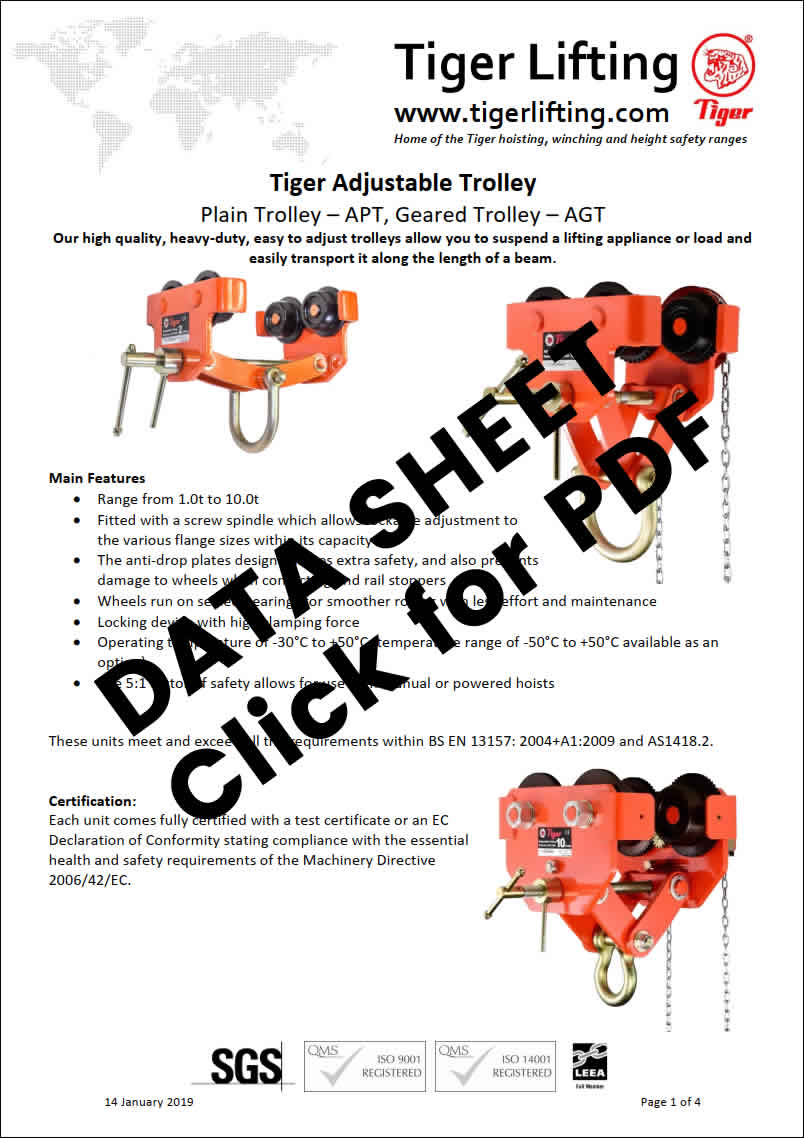 data sheet Tiver APT trolley beam